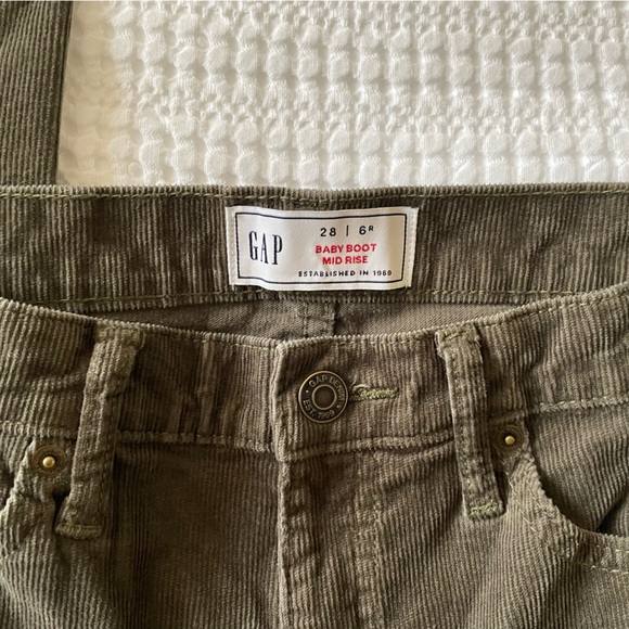 GAP Mid Rise Corduroy Baby Boot Pants, Deep Green - Picture 3 of 3